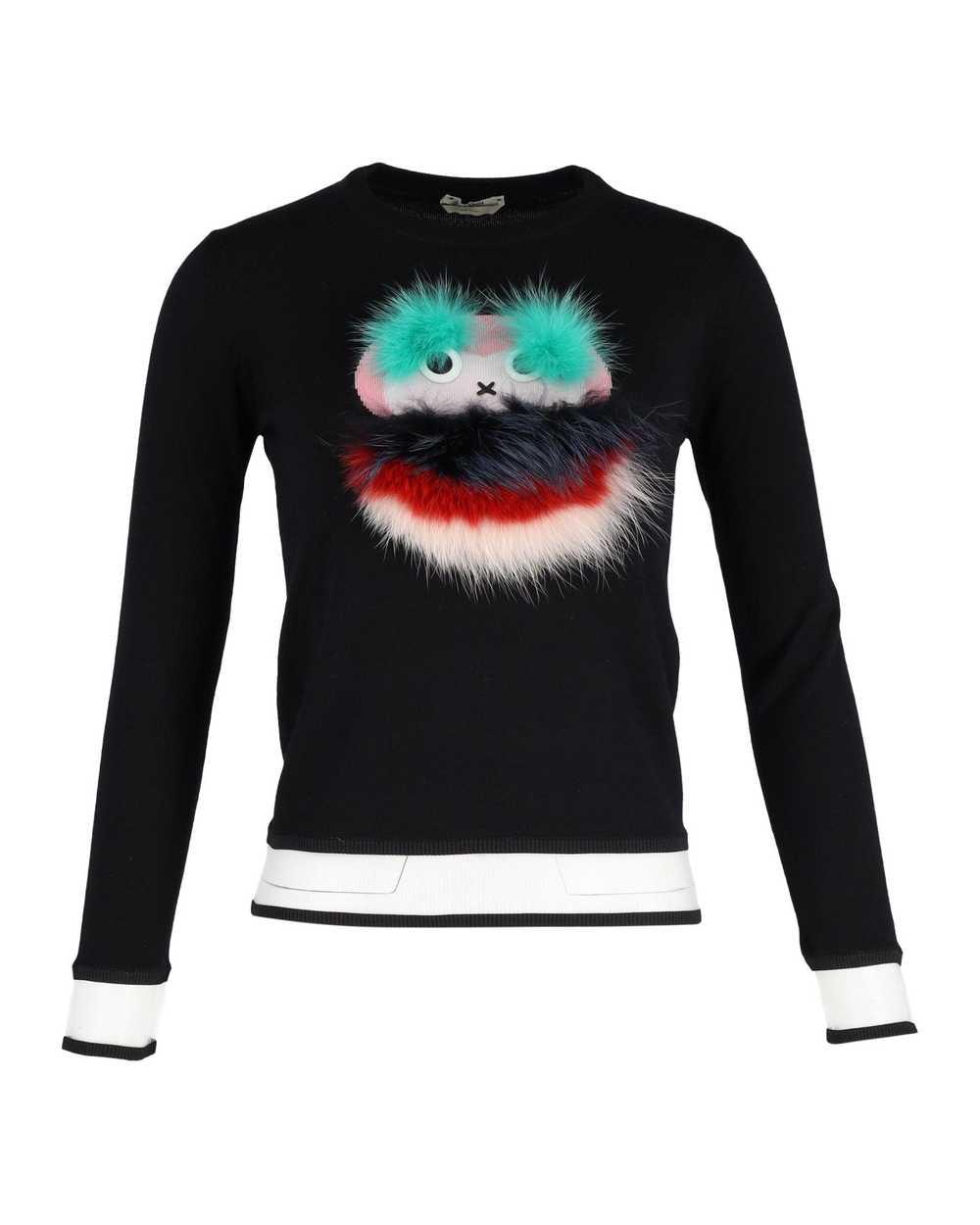Fendi Fendi Lamb Fur-Trimmed Monster Sweater - image 1