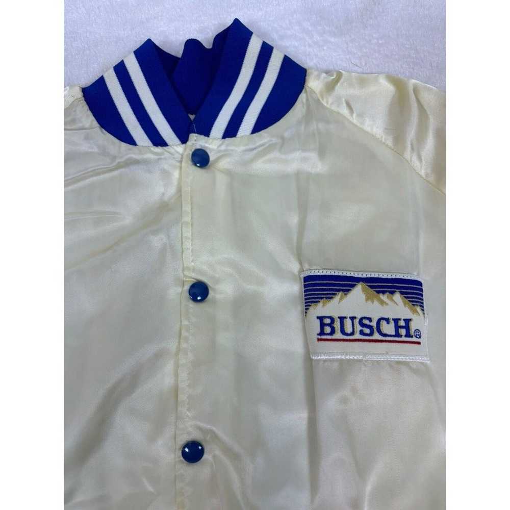 80s Nascar Busch Beer Satin Varsity Jacket White … - image 2