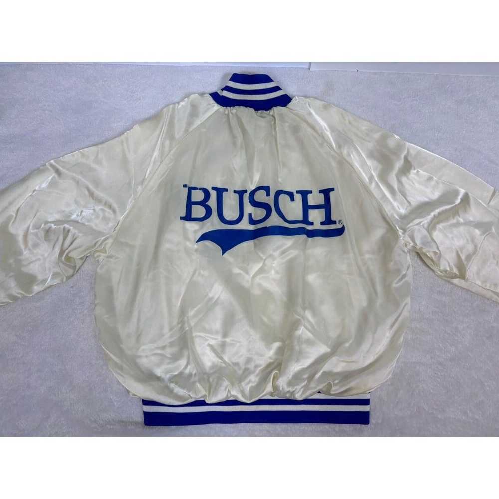 80s Nascar Busch Beer Satin Varsity Jacket White … - image 8