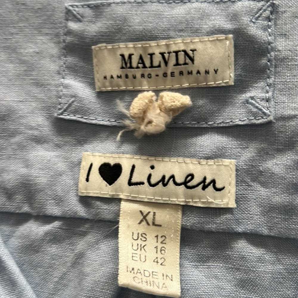 Malvin Linen Belted Shirt Dress XL - image 6