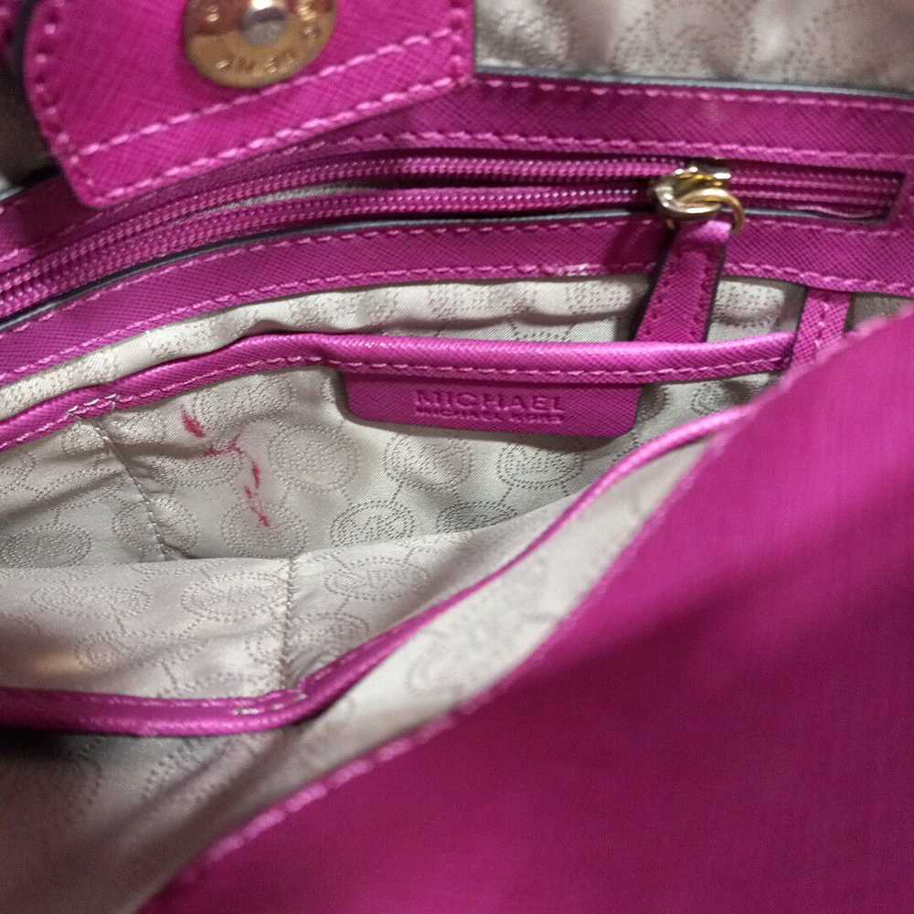Michael Kors Womens Pink Genuine Leather Snap Sat… - image 5