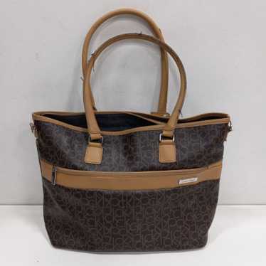 Calvin Klein Large Coated Canvas Brown Purse - image 1