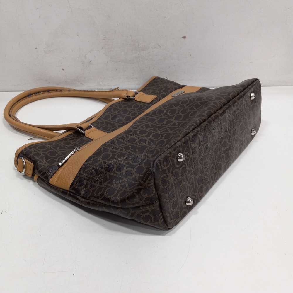 Calvin Klein Large Coated Canvas Brown Purse - image 3