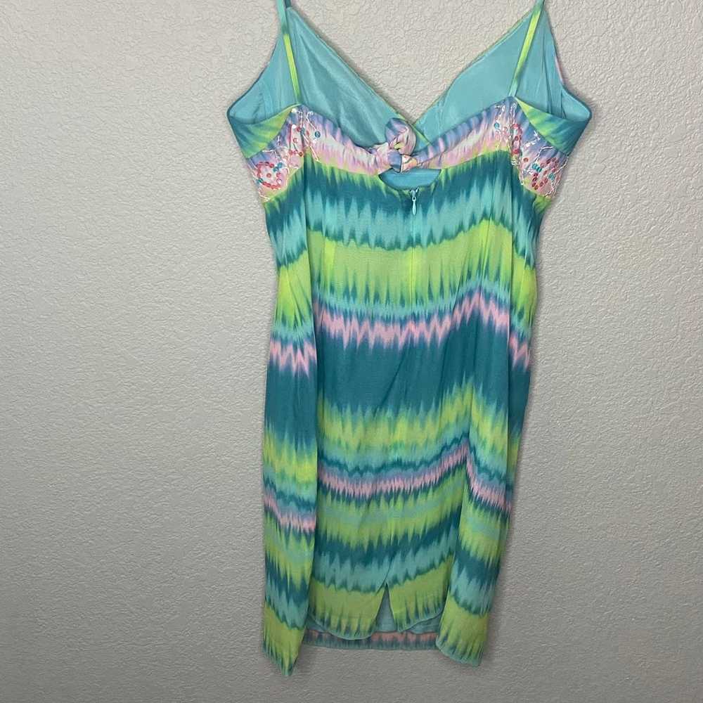 Lord & Taylor Muse Blue and Green Striped Sleevel… - image 4