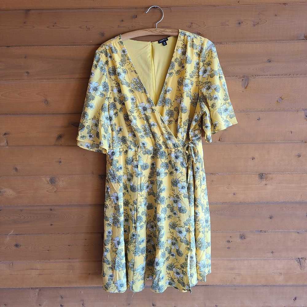 Torrid Yellow Floral Georgette Wrap Dress Flutter… - image 1