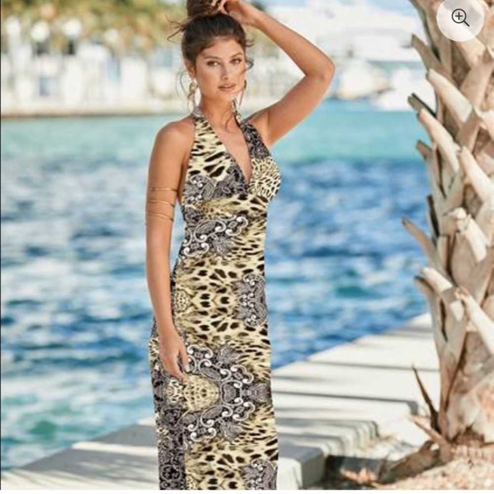 Venus leopard print halter Maxi Dress - image 1