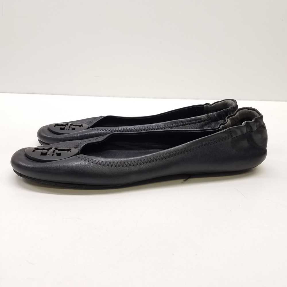 Tory Burch Leather Claire Ballet Flats Black 8.5 - image 2