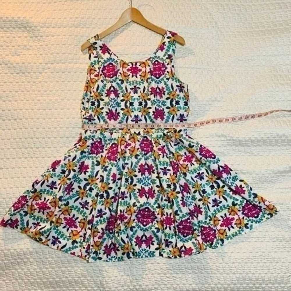 Cotton Floral Fit + Flare Dress, M. - image 2