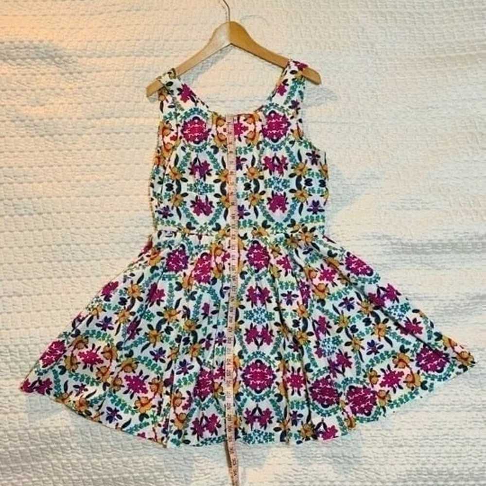 Cotton Floral Fit + Flare Dress, M. - image 3