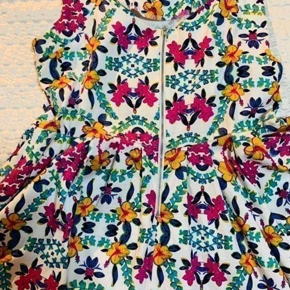 Cotton Floral Fit + Flare Dress, M. - image 6