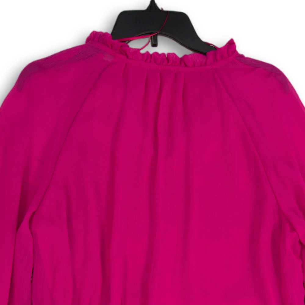 NWT Womens Pink Magenta Long Sleeve Split Neck Ti… - image 4