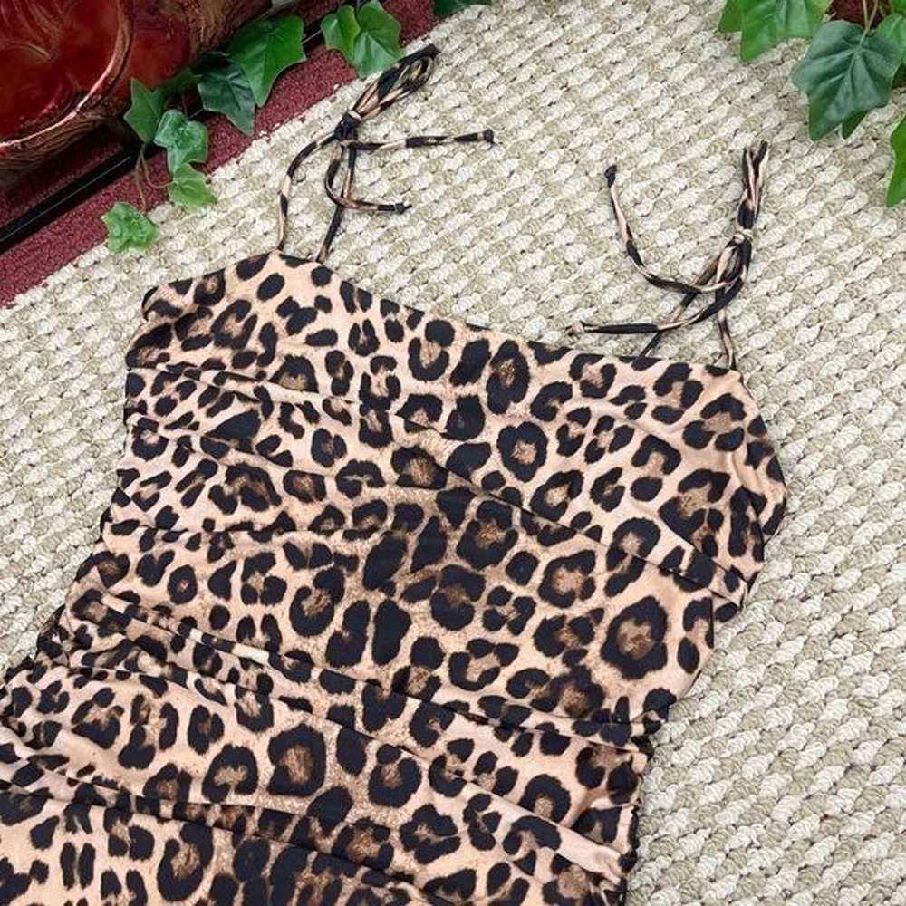New Good American Ruched Slip Mini Dress in Leopa… - image 10
