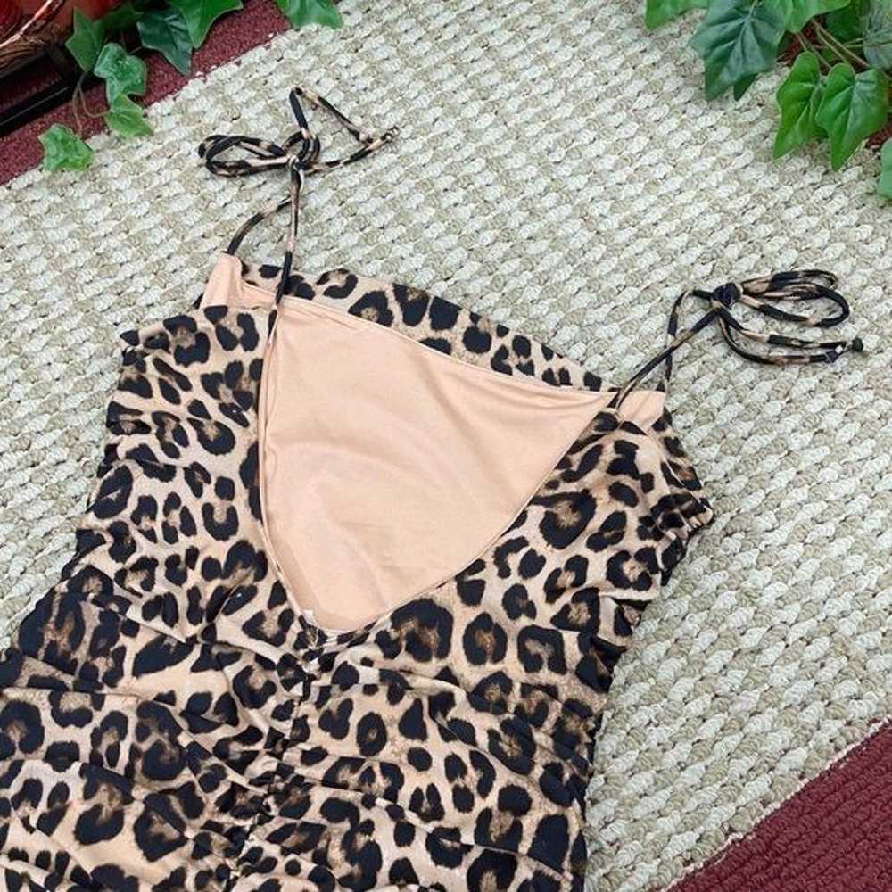 New Good American Ruched Slip Mini Dress in Leopa… - image 11