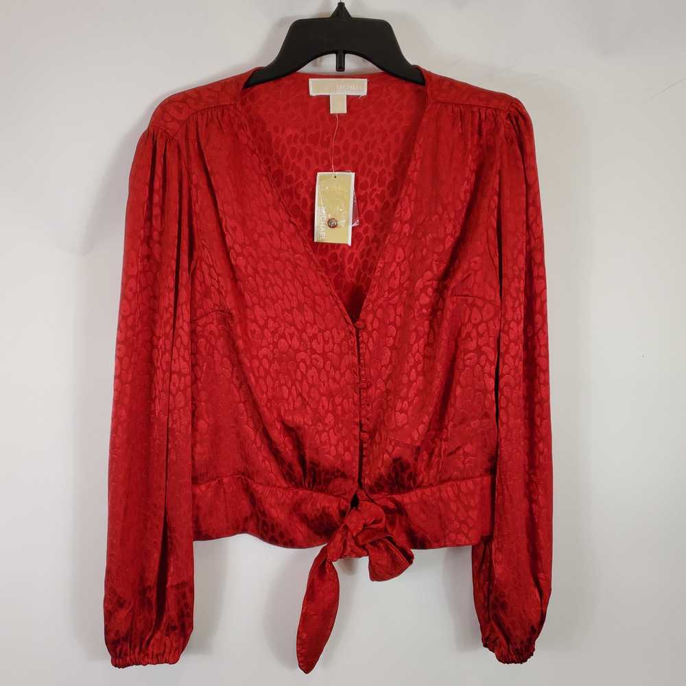 Michael Kors Women Red Button Up Blouse SZ M NWT - image 1