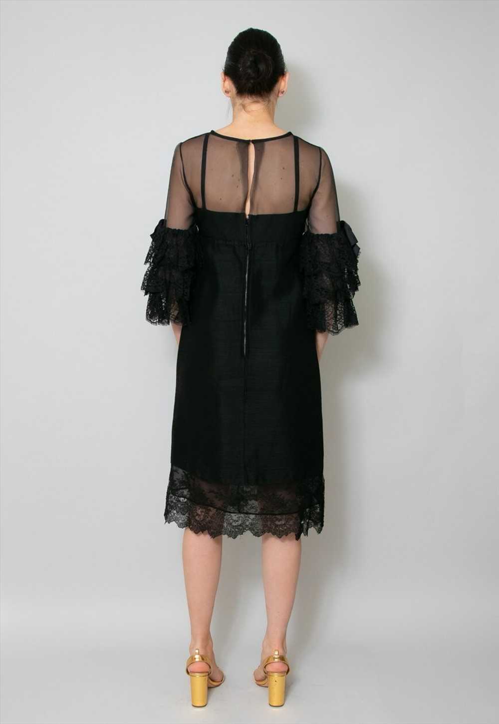 70's Jean Varon Ladies Vintage Black Lace Ruffle … - image 4