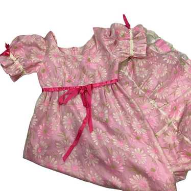 Vintage 70s pink chiffon Daisy maxi dress - image 1