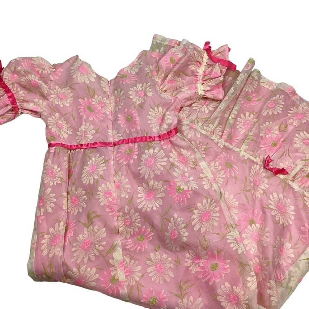 Vintage 70s pink chiffon Daisy maxi dress - image 2
