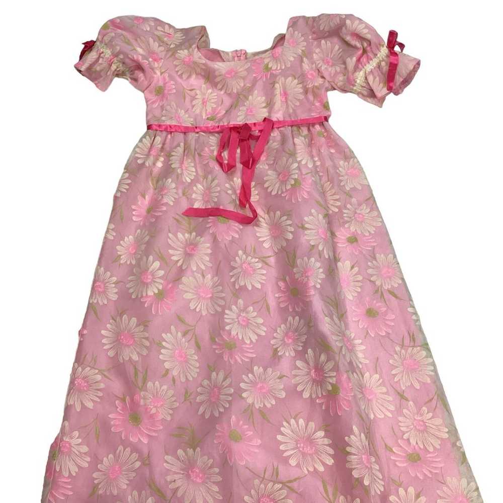Vintage 70s pink chiffon Daisy maxi dress - image 3