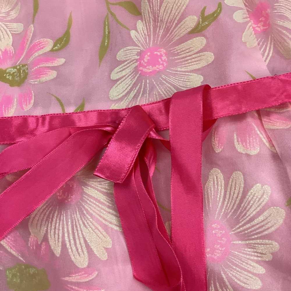 Vintage 70s pink chiffon Daisy maxi dress - image 4