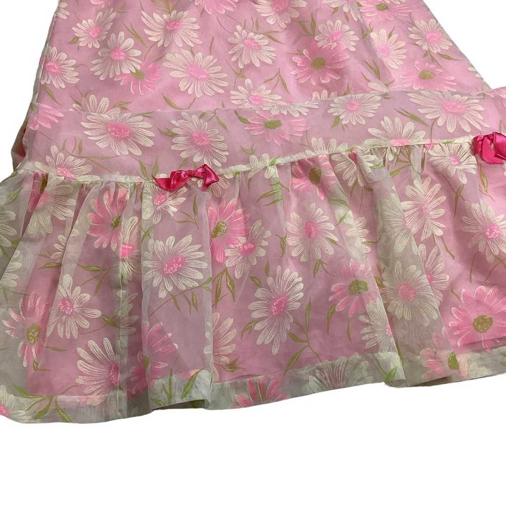 Vintage 70s pink chiffon Daisy maxi dress - image 6