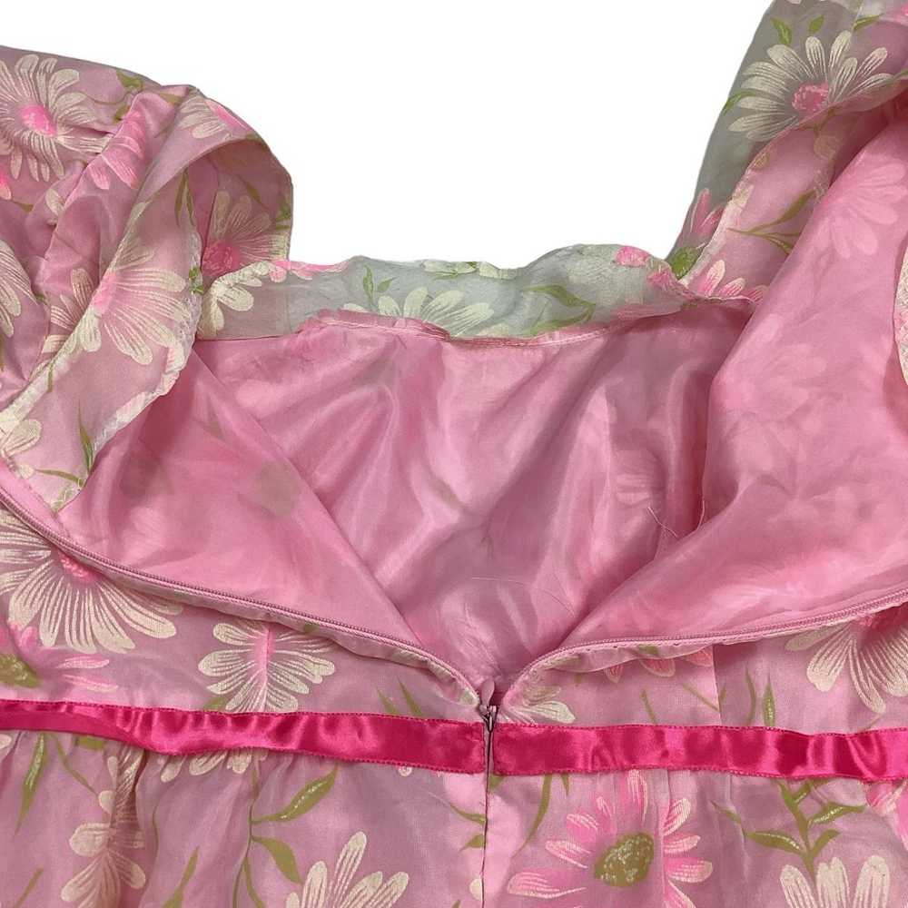 Vintage 70s pink chiffon Daisy maxi dress - image 8