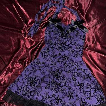 Purple and Black Goth Pin Up Dress - image 1