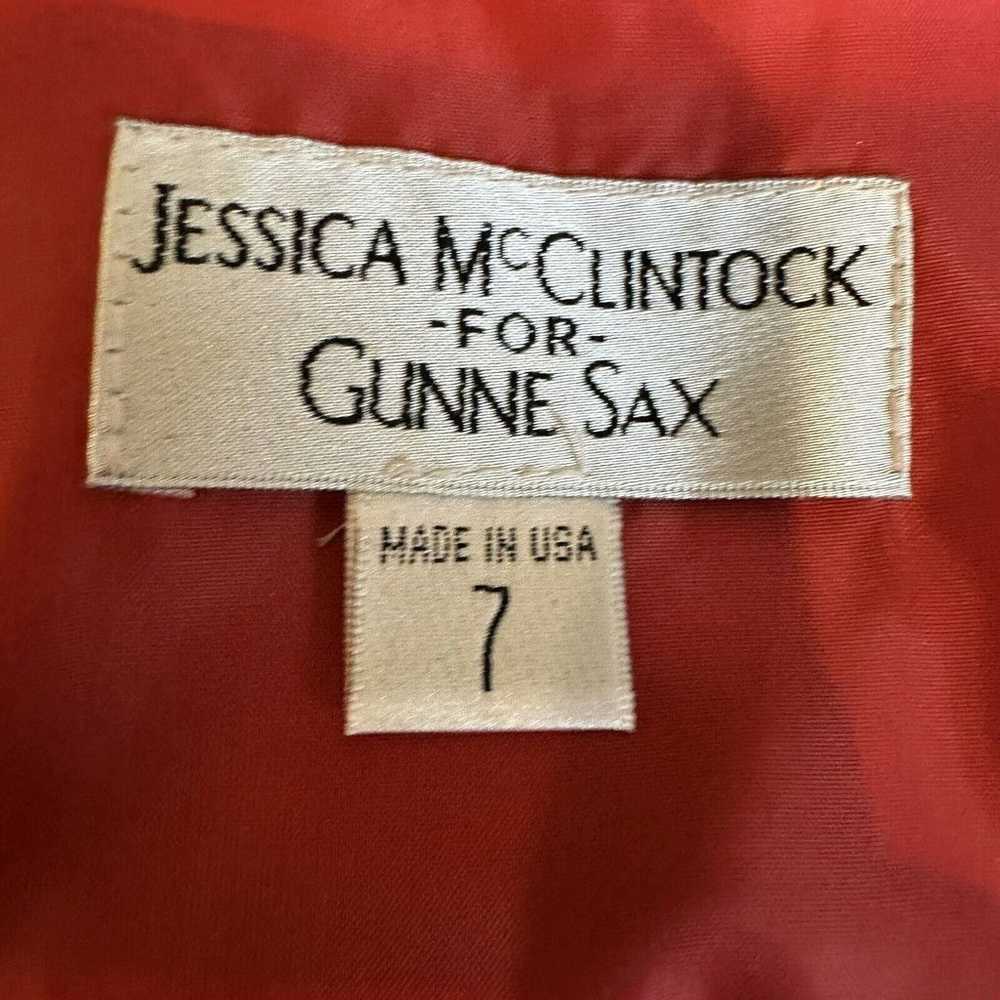 VTG Jessica McClintock Gunne Sax Red Satin Strapl… - image 8
