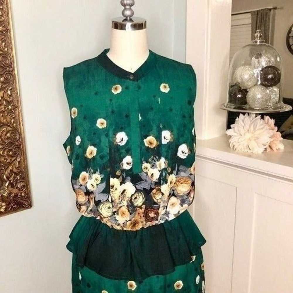 Romeo & Juliet Green Floral Peplum Mini Dress Sma… - image 4