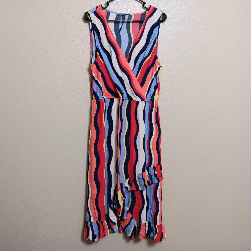 Plenty Tracy Reese Red Blue Daphne Striped Ruffle… - image 2