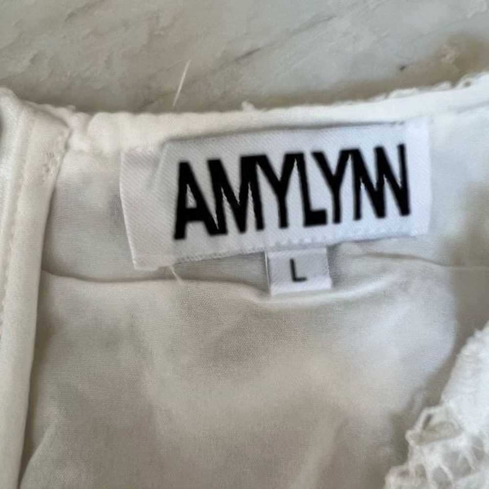Amy Lynn Flutter Sleeve white Lace Dress, Size L - image 5
