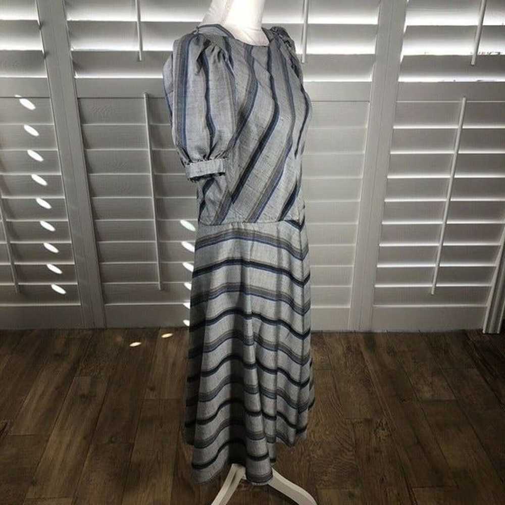 Vtg 80s Charlee Allison ElJay Dress S Gray Stripe… - image 6