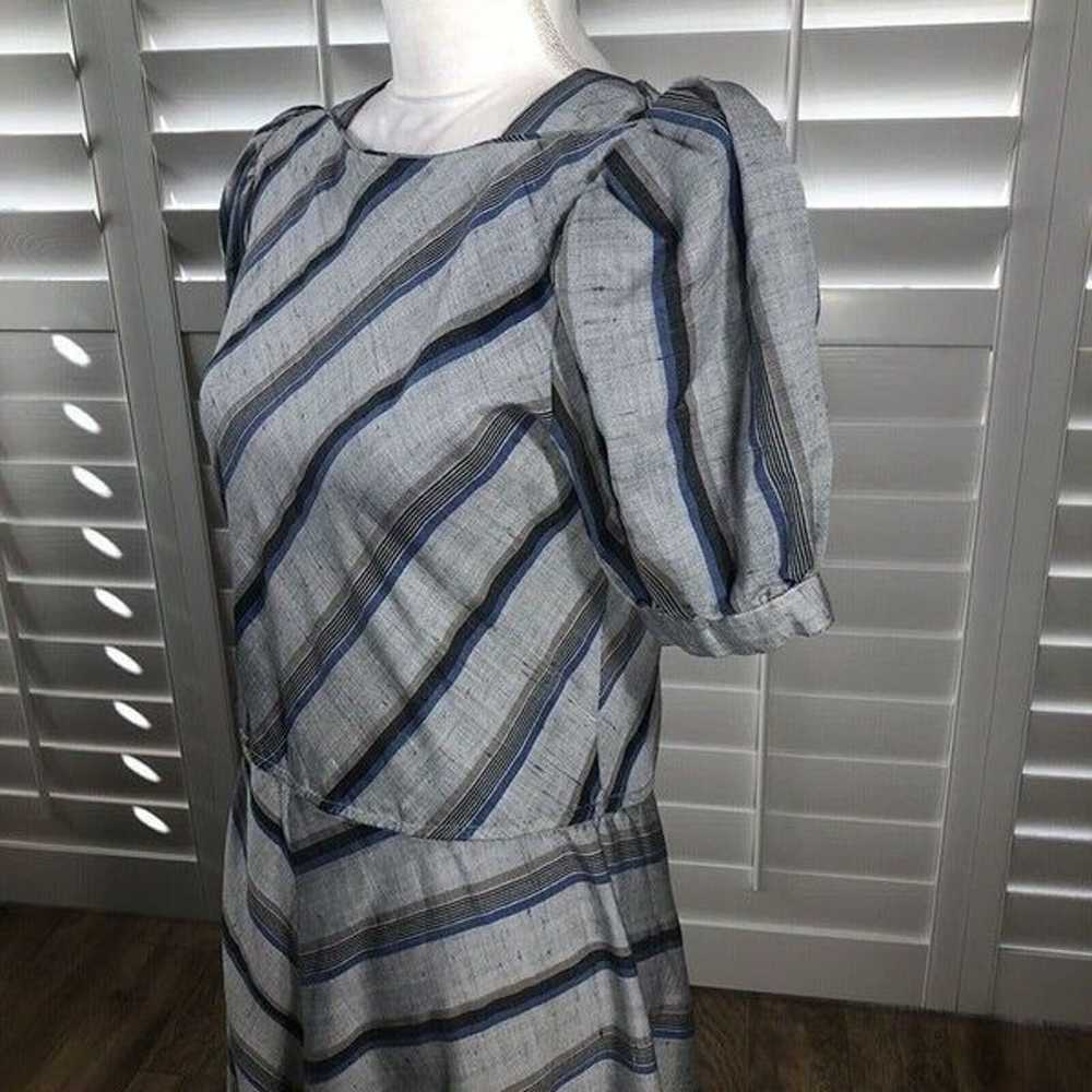 Vtg 80s Charlee Allison ElJay Dress S Gray Stripe… - image 8
