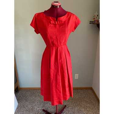 dress fit and flare Red party Vintage 1950s - image 1