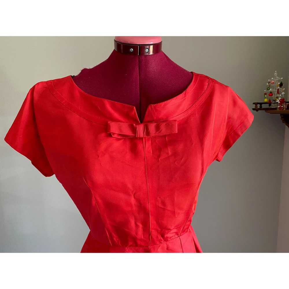 dress fit and flare Red party Vintage 1950s - image 3