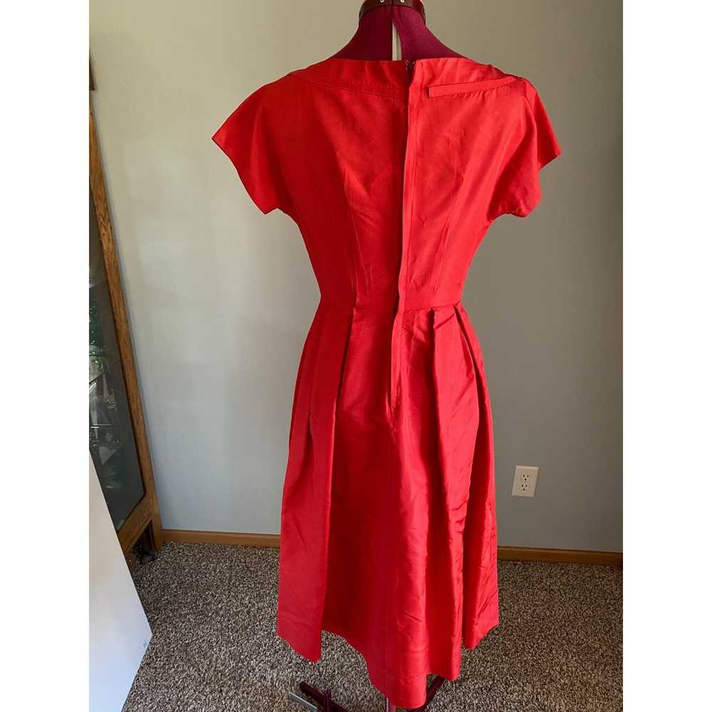 dress fit and flare Red party Vintage 1950s - image 4