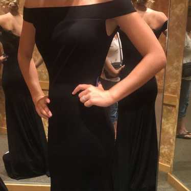 Cute off the shoulder black dress!