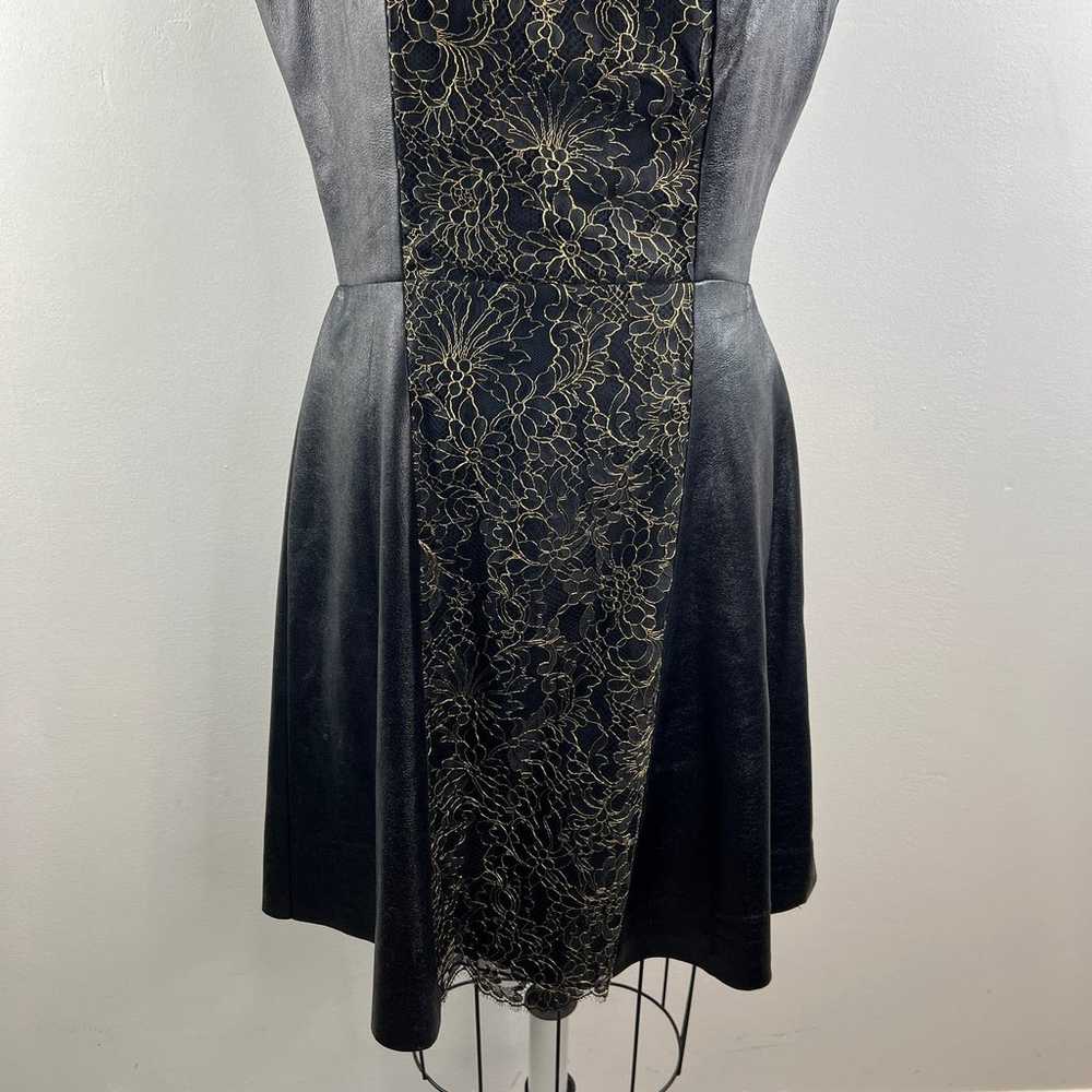 SOPHIA KAH Black Lambskin Leather & Lace Panel Sl… - image 3