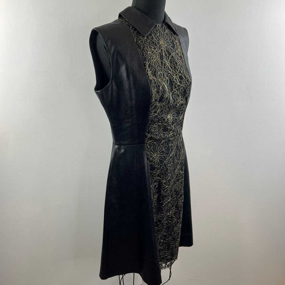 SOPHIA KAH Black Lambskin Leather & Lace Panel Sl… - image 4