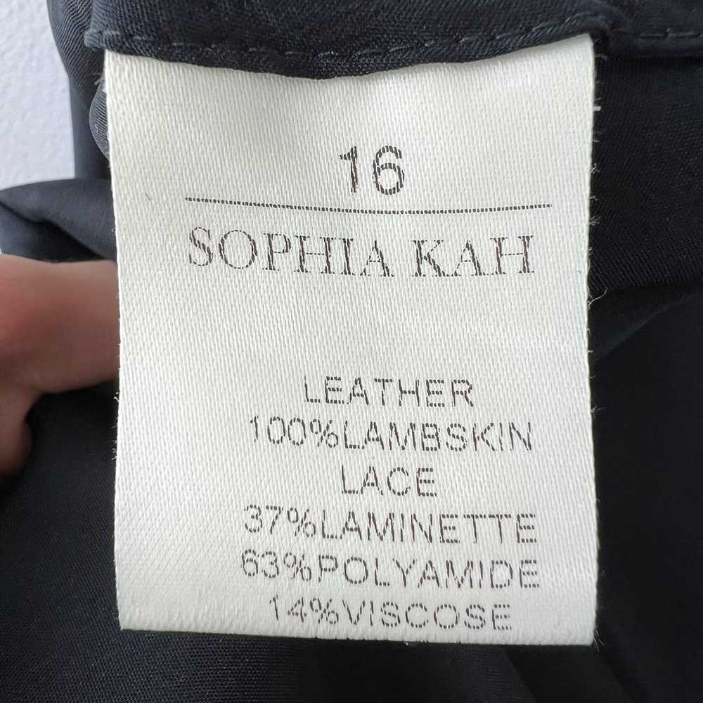 SOPHIA KAH Black Lambskin Leather & Lace Panel Sl… - image 9