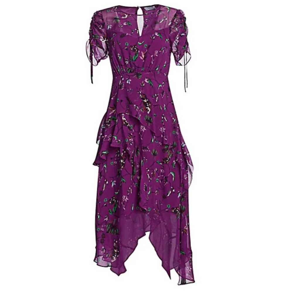 Tanya Taylor Tiered Silk Handkerchief Dress Purpl… - image 2