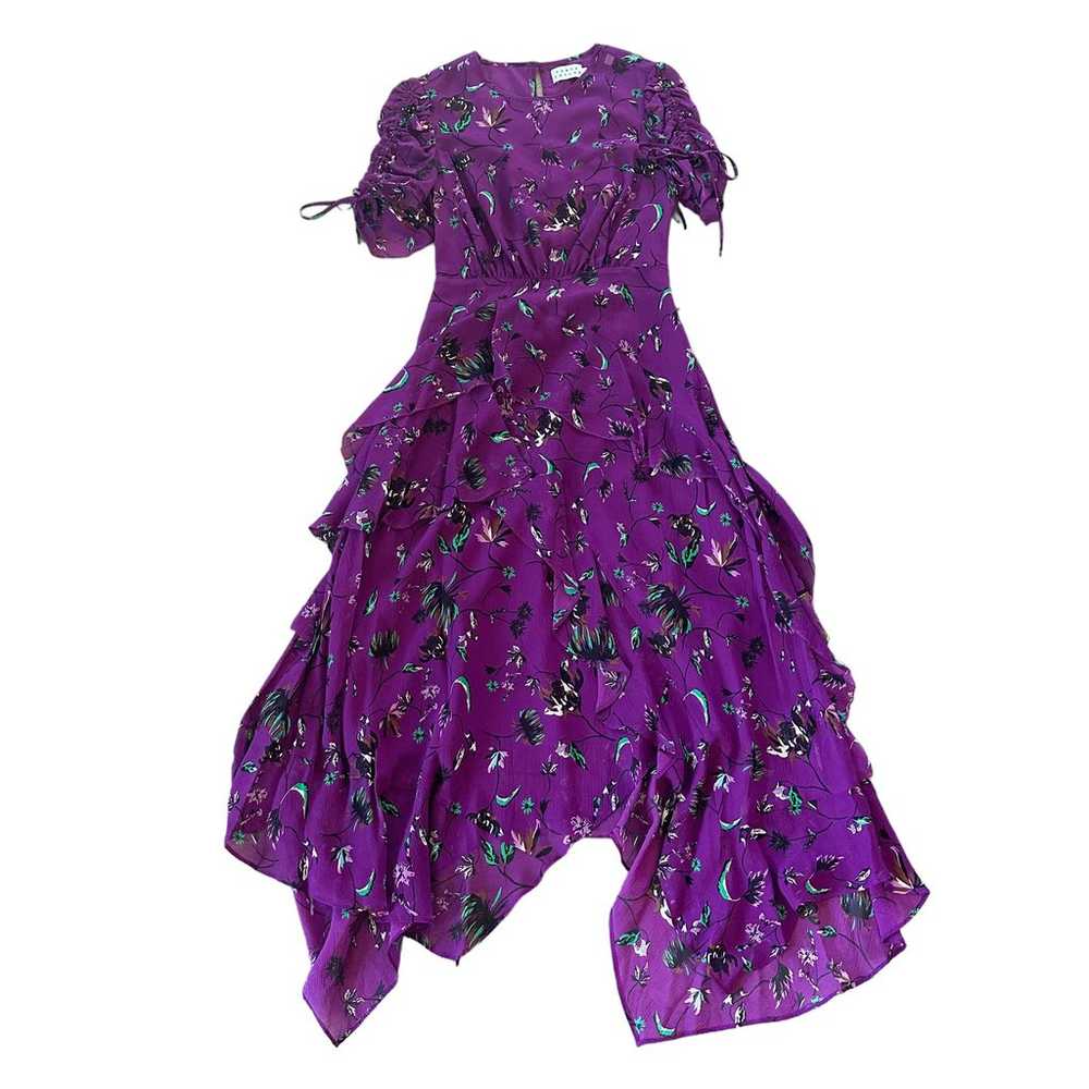 Tanya Taylor Tiered Silk Handkerchief Dress Purpl… - image 3