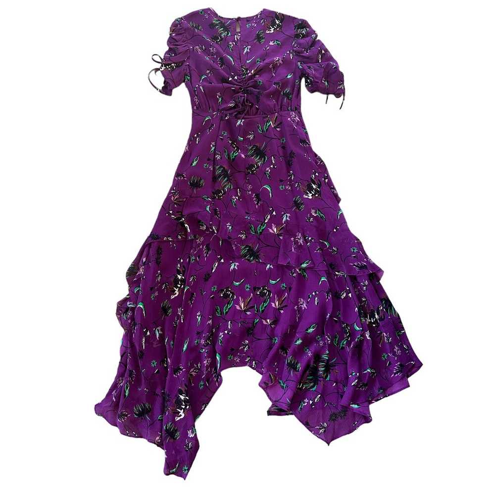 Tanya Taylor Tiered Silk Handkerchief Dress Purpl… - image 4