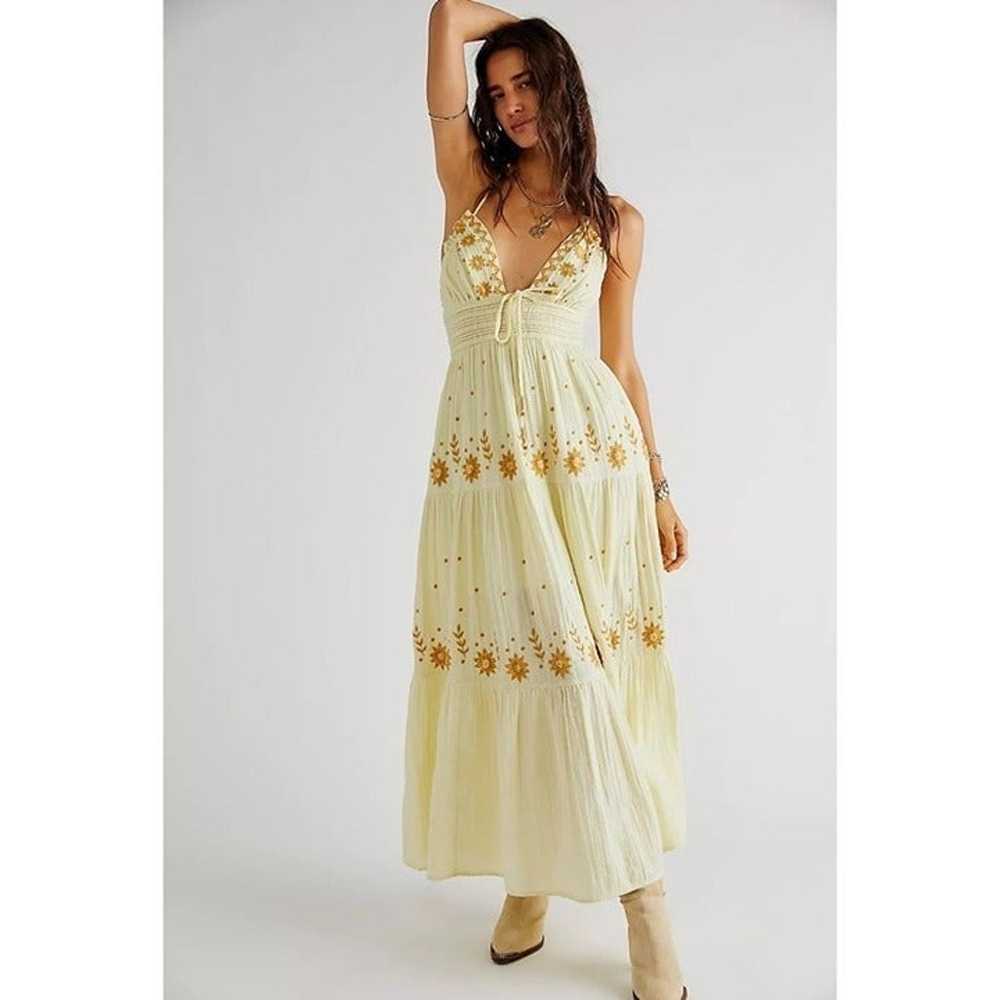 New Free People Real Love Embroidered Dress Maxi … - image 1