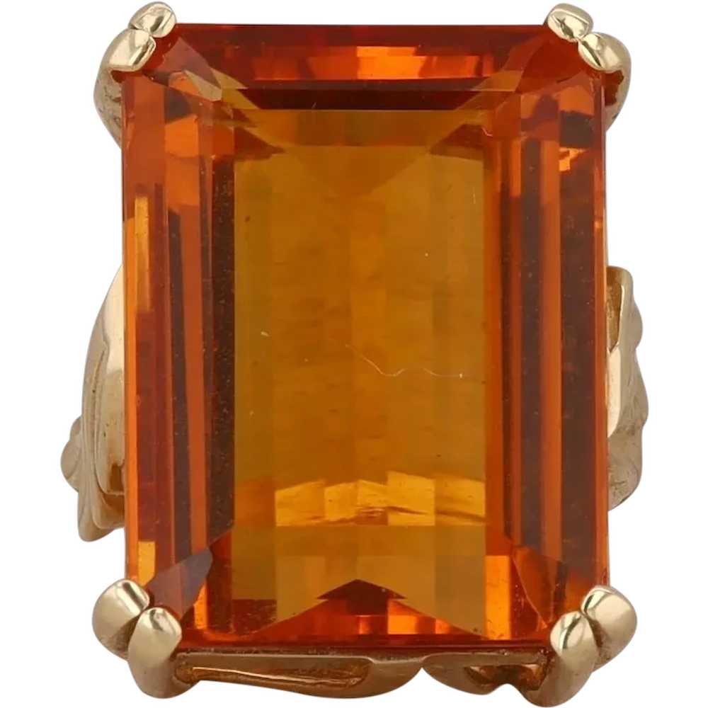 14k Yellow Gold Citrine Emerald Cut Ring - image 1