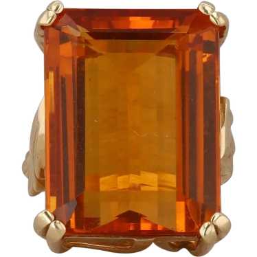 14k Yellow Gold Citrine Emerald Cut Ring - image 1