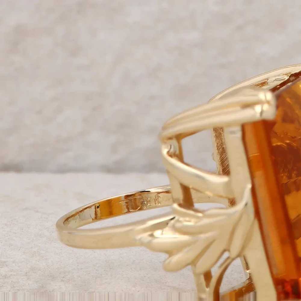 14k Yellow Gold Citrine Emerald Cut Ring - image 2