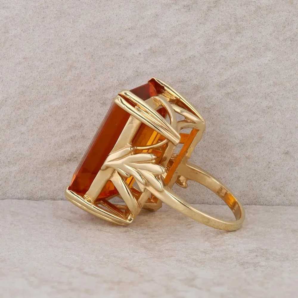 14k Yellow Gold Citrine Emerald Cut Ring - image 4