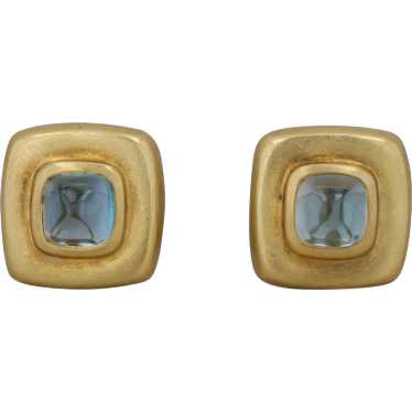 Slane and Slane 18k Yellow Gold Blue Topaz Earring