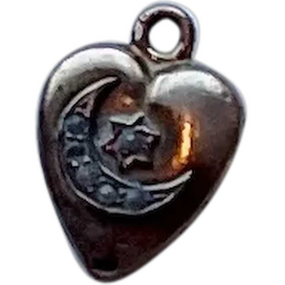 Pendant, Heart Shape Crescent Moon and Star - image 1