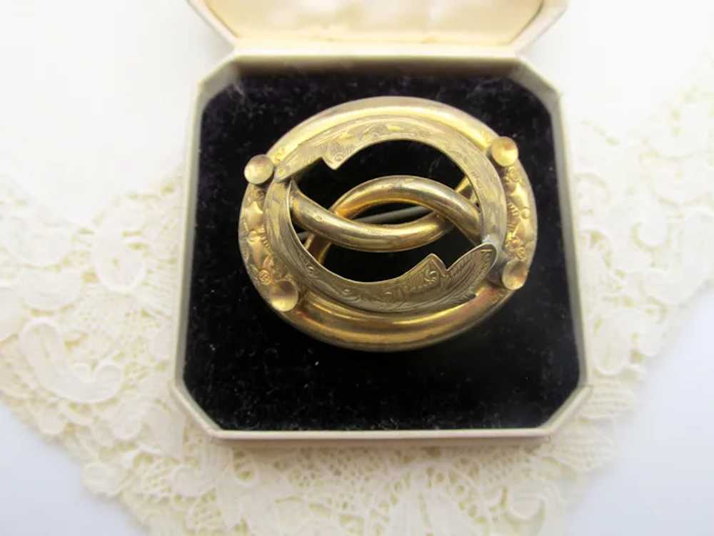 Victorian Gold Plated Love Knot Brooch - image 3